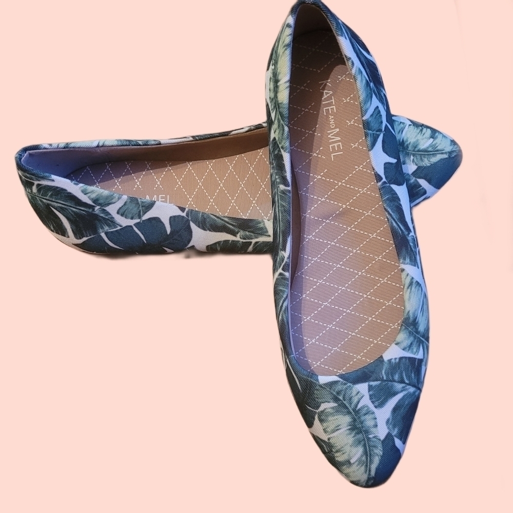Kate & Mel Leaf Tropical Print Flats 7M